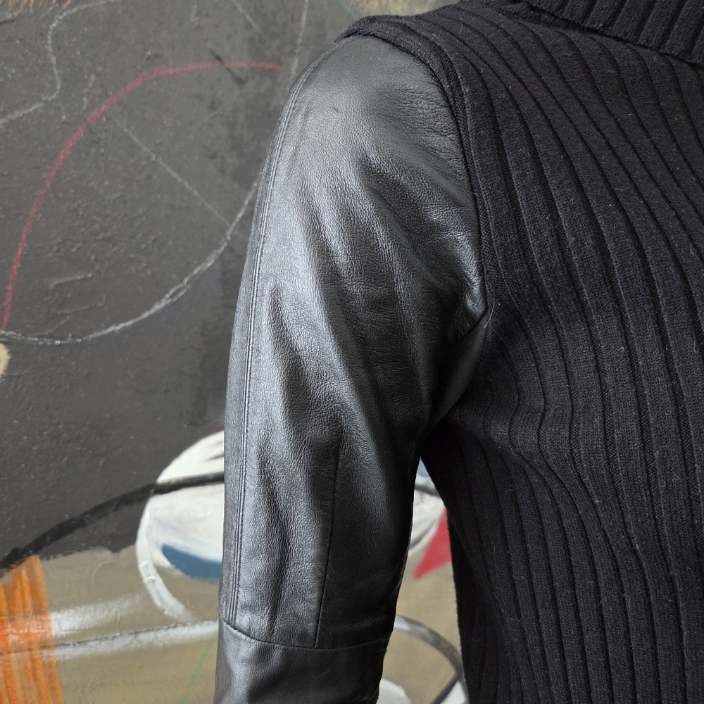 Rudsak | Rib Knit Sweater with Leather and Sheer Details - Picture 8 of 14